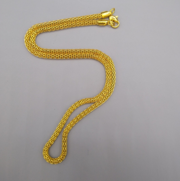 Gold tone Knitted Metal Mesh Rope Chain Necklace - Picture 6 of 12